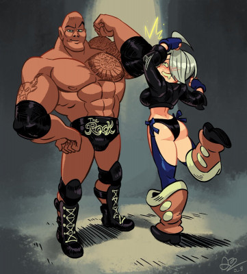 kofallstar X WWE angel meets the rock fan art by alex ahad [2020]