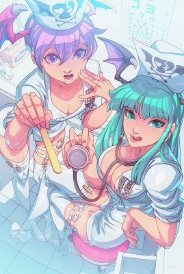 Morrigan and Lilith dressed as nurses by Edwin Huang [2020]
