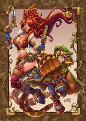 Battle Chasers Red Monika and Gully by Enkaru [2018]