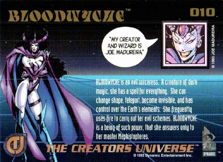 The creators universe card #10 Bloodwyche back