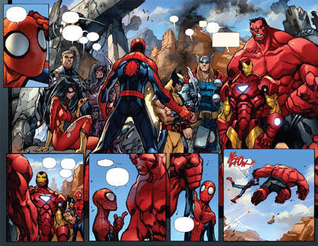 Avenging Spider-Man Volume 1 issue #1 double page 8 and 9