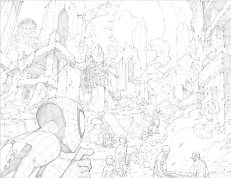 Avenging Spider-Man Volume 1 issue #2 double page 7 and 8 (Pencil)
