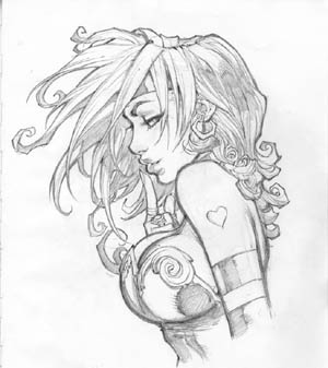 Battle Chasers Anthology Red Monika portrait (Pencil)