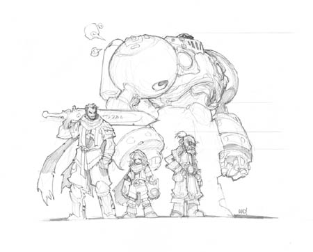 Battle Chasers Anthology team sketch (Pencil)