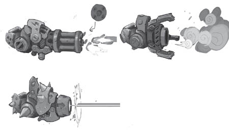 Battle Chasers NightWar Calibretto's canons concepts (Sketch)