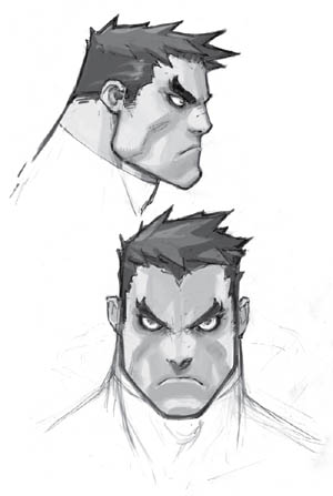 Battle Chasers NightWar Garrison's Face  concept art (Pencil)