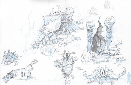 Battle Chasers Nightwar Lycelots cave entrances concept art (Pencil)