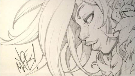 Battle Chasers Nightwar Red Monika portrait mini sketch   (Pencil)