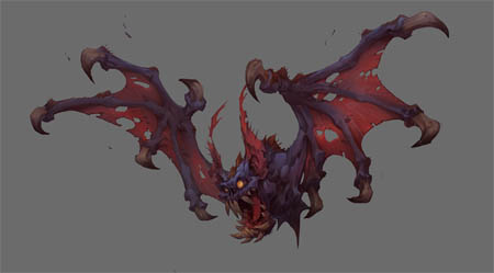 Battle Chasers Nightwar game creature concept art: the Bat (Color)