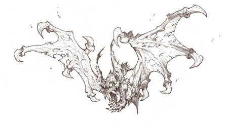 Battle Chasers Nightwar game creature concept art: the Bat (Pencil)
