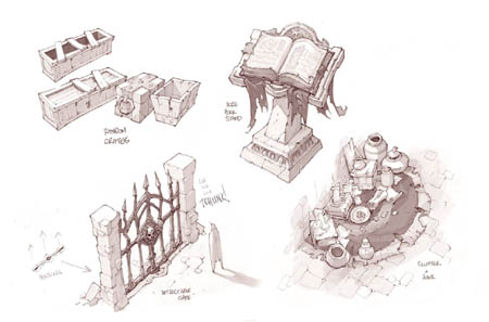 Battle Chasers Nightwar game props concept art (2) (Pencil)