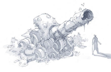 Battle Chasers NightWar Junktown cannon concept art (Sketch)
