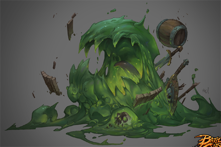 Battle Chasers Nightwar game creature concept art: the slime (Color)