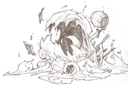 Battle Chasers Nightwar game creature concept art: the slime (Pencil)