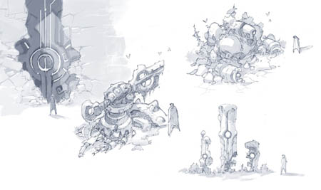 Battle Chasers NightWar the deep snows  wreckage concept art