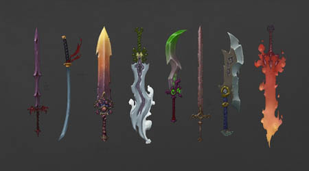 Battle Chasers Nightwar game first weapon concept art (Color)