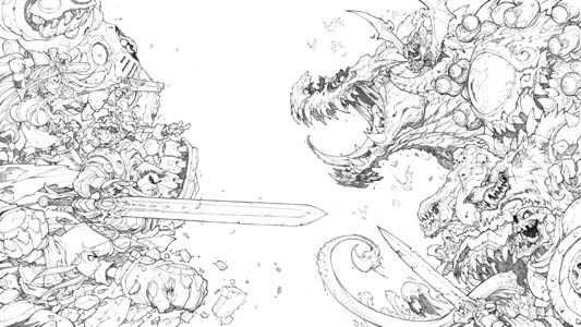 Battle Chasers Nightwar game main promotional art (Pencil)