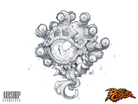 Battle Chasers Nightwar game creature concept art: The Beholder (Pencil)