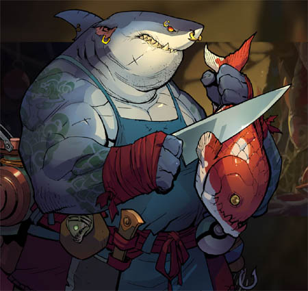 Battle Chasers NightWar wallpaper: The Fishmonger (Wallpaper)