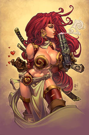 SDCC 2012 Red Monika print #1 with gun (Color)