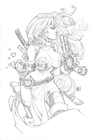 SDCC 2012 Red Monika print #1 with gun (Pencil)