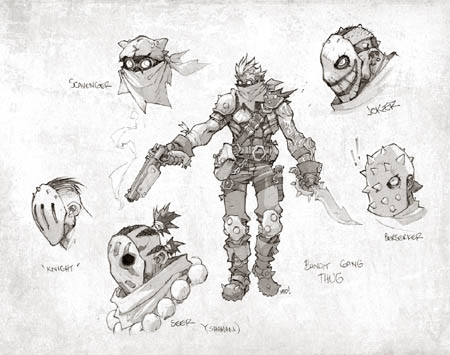 Battle Chasers Nightwar bandit gang thugs concept art (Pencil)