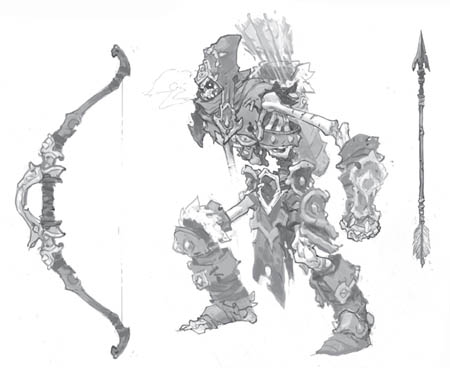 Battle Chasers Nightwar Rattlebone Archer concept art (Sketch)