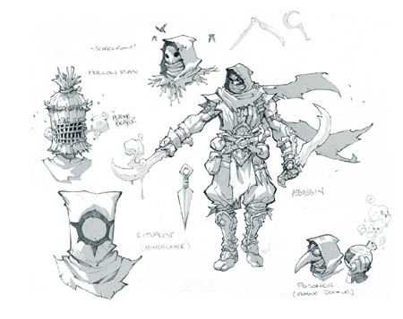 Battle Chasers Nightwar various assassins concept art (Pencil)