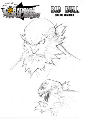 Cannon Busters Big Bull portrait concept art (Pencil)