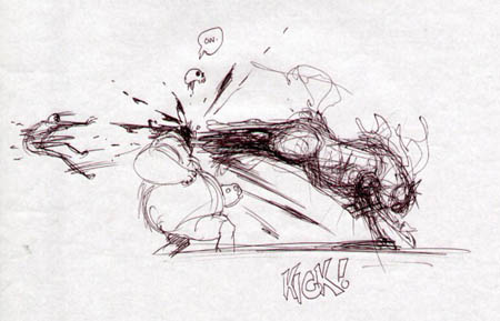 Darksiders: Ruin kick concept art (Sketch)