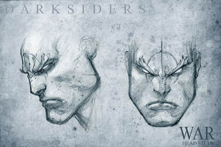 Darksiders War head study concept art (Pencil)