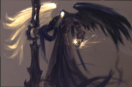 Darksiders Abaddon dark angel early concept art sketch (Sketch)