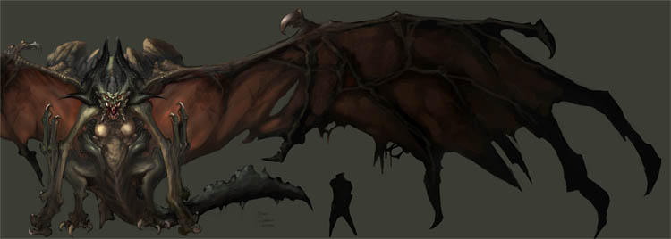 Darksiders Tiamat (Bat) Boss concept art (Color)