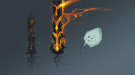 Darksiders War's sword blazing form  concept art sketch (Color)