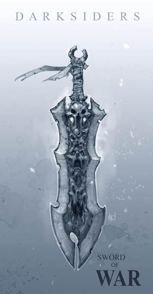 Darksiders Chaoseater War's sword concept art (Pencil)