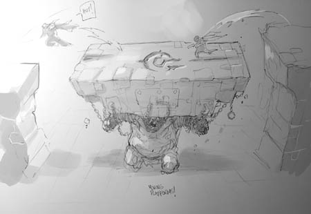 Darksiders Genesis moving platform concept art (Sketch)