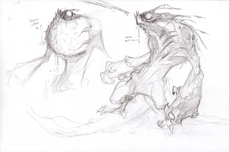 Darksiders "Harbor reject spitter" concept art sketch (Sketch)