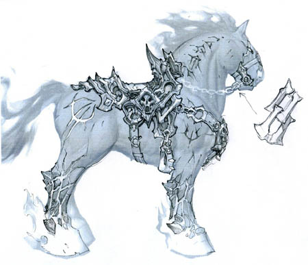 Darksiders War's horse Ruin saddle concept art  (Pencil)