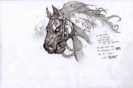 Darksiders War's horse Ruin face concept art  (Pencil)