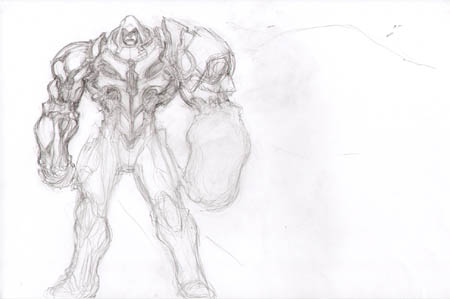 Darksiders unsued War skull armor early concept art sketch (Pencil)
