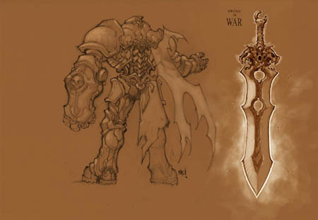 Darksiders War and his sword old version concept art (Pencil)