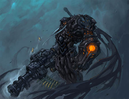 Darksiders War modern style with chaingun concept art (Color)