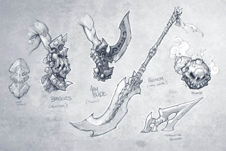 Darksiders game weapons concept art  (Pencil)