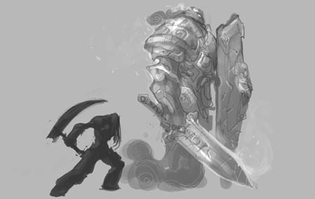 Darksiders 2 Death Reaper form guardian  concept art sketch (Sketch)