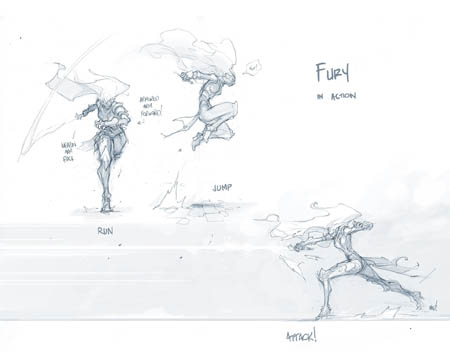 Darksiders 3 fury basic actions concept art (Pencil)