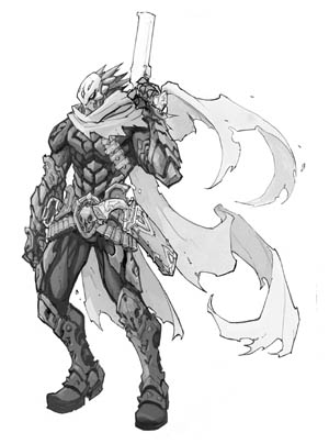 Darksiders 3 Strife standard pose concept art (Pencil)