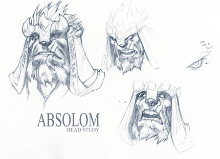 Darksiders 2: Absalom head concept art sketches (Pencil)