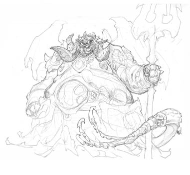 Darksiders 2 Belial (Boss) concept art (Pencil)