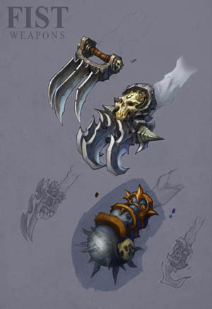 Darksiders II Claws / fist weapons concept art