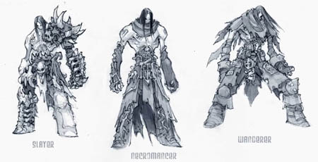 DarksidersII Death Slayer Necromancer Wanderer armors concept art (Pencil)